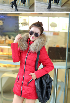 2014冬季新款潮韓版顯瘦奢華真貉子毛領外套加厚中長款羽絨服女-四季青服裝批發(fā)網(wǎng)